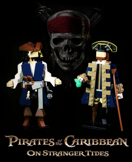 Large, brick-built Pirates of the Caribbean figures made by GeekyTom