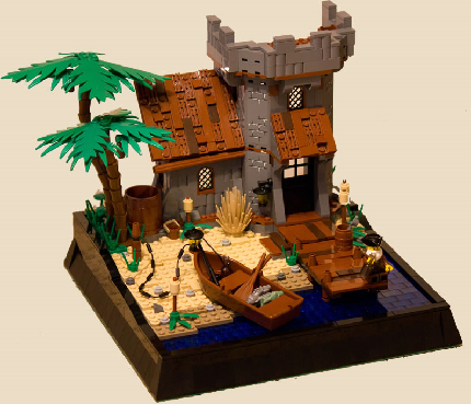 Click here to see this MOC in the forum. moc pirates caribbean rum grog sunset house boat water sea trees beach fisherman hms