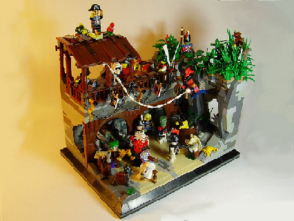 moc pirates bar scene funny pub party legos r2d2 frankenstein joda admiral captain