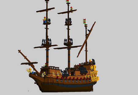 ship galleon lego pirates captain sails masts cannons sea