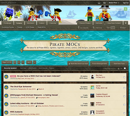 Screen shot of the new LEGO Pirates Forum Skin