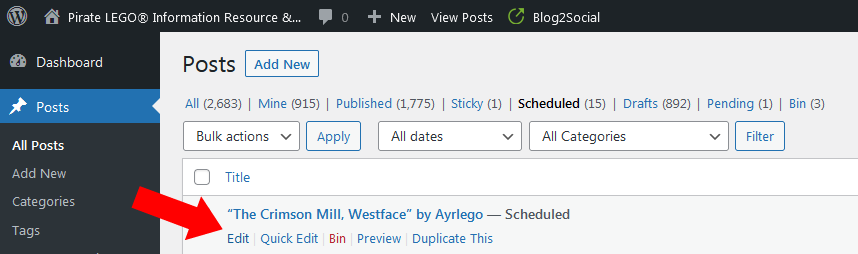Screenshot of WordPress - All Posts - Edit Post