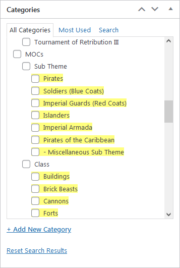 Screenshot of WordPress - Post - Categories