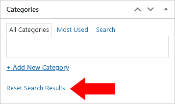 Screenshot of WordPress - Post - Categories -Search - No Results