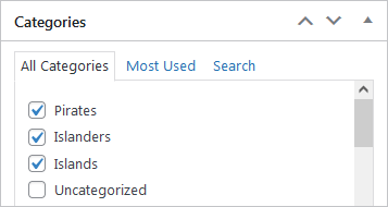 Screenshot of WordPress - Post - Categories - Selected