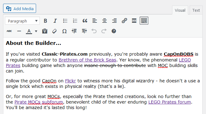 Screenshot of WordPress - Post - Content - About the Builder...
