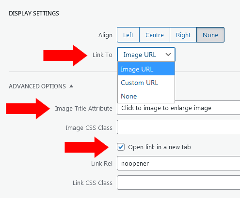 Screenshot of WordPress - Post - Content -Lightbox - Settings