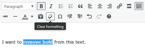 Screenshot of WordPress - Post - Content - Toolbar -Clear Formatting