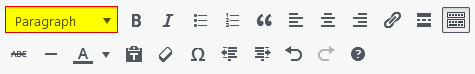 Screenshot of WordPress - Post - Content - Toolbar - Paragraph