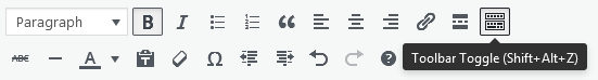 Screenshot of WordPress - Post - Toolbar - Toggle Button