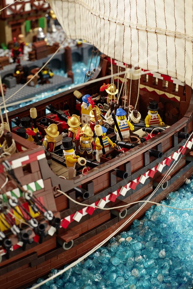 Starboard of ship docked at the colonial harbor