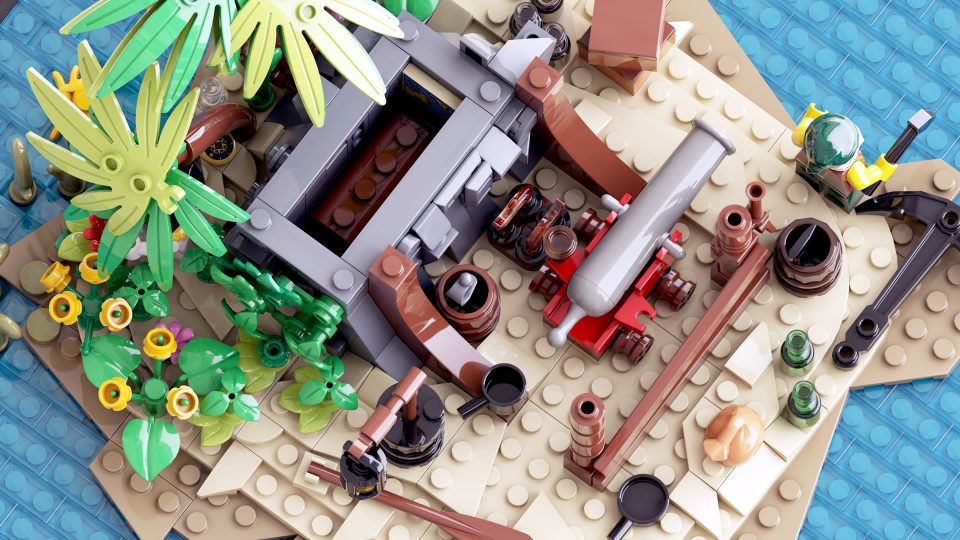 Close-up of the interior of 6260 Shipwreck Island Remake