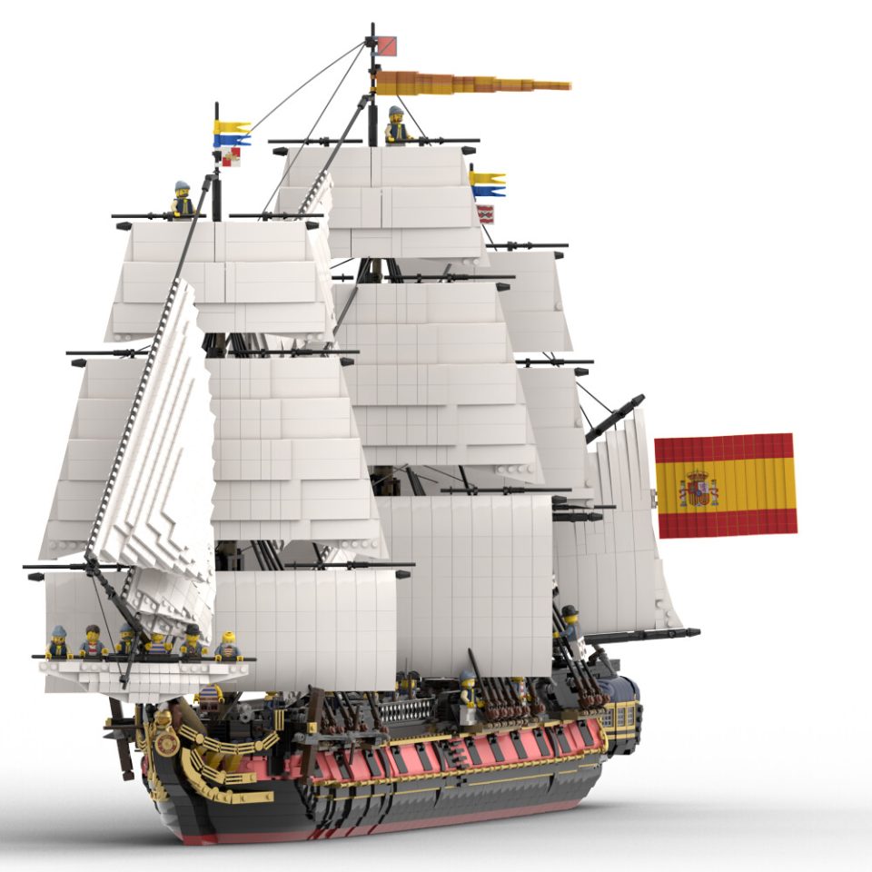 Spanish Frigate Phama with Brick-built Sails