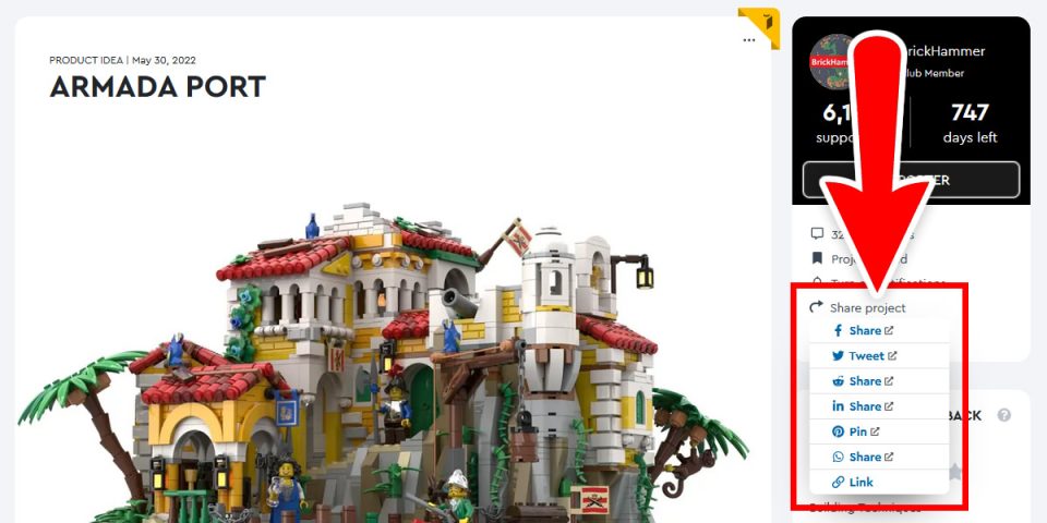Share link on LEGO Ideas