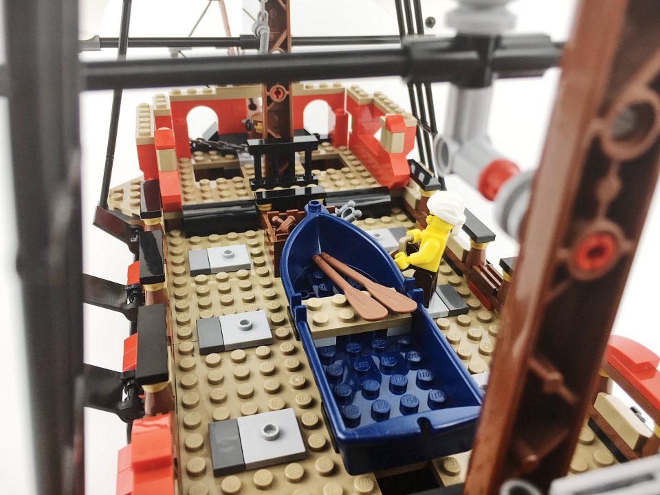 Looking at the deck of the "Skull Brother" from the helm