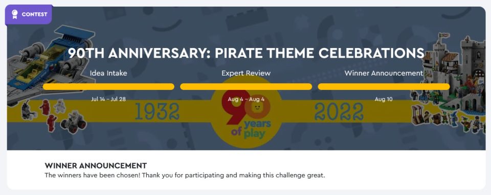 Screenshot of LEGO Ideas Pirate contest webpage