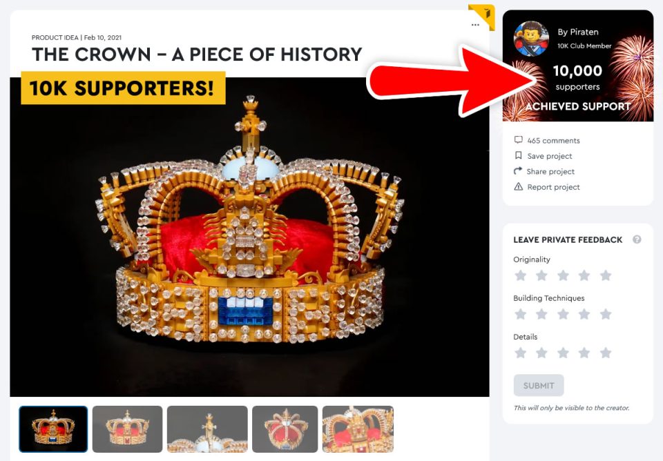 LEGO Ideas - The Crown - A Piece of History - 10k Supporters