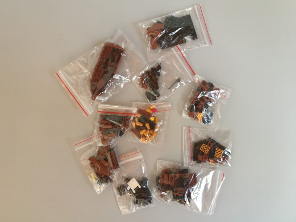 Bricks and pieces in plastic bags