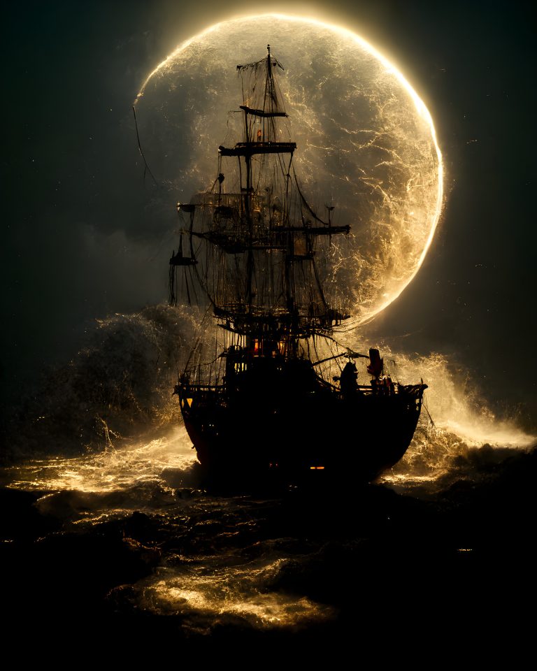 Prompt "Night at Sea" entered into Midjourney