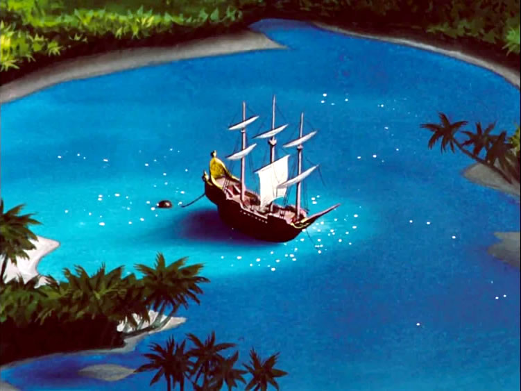 Click here to enlarge image A still of the Jolly Roger from Disney's Peter Pan animation film, 1953
