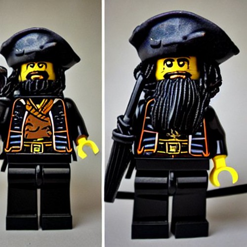 AI Art generated by Stable Diffusion prompt "lego pirate dystopian dark acrylic blackbeard moc" 