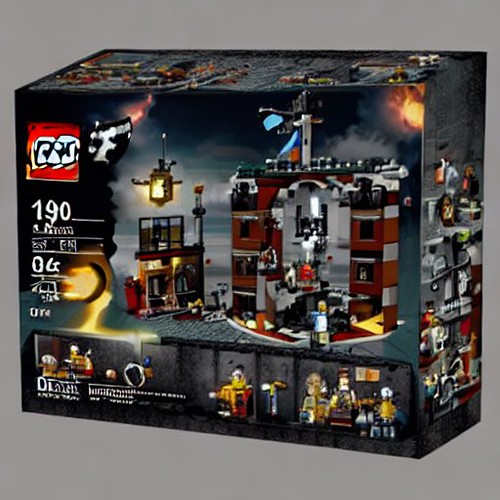 Prompt "lego pirate ship black pearl" entered into Stable Diffusion