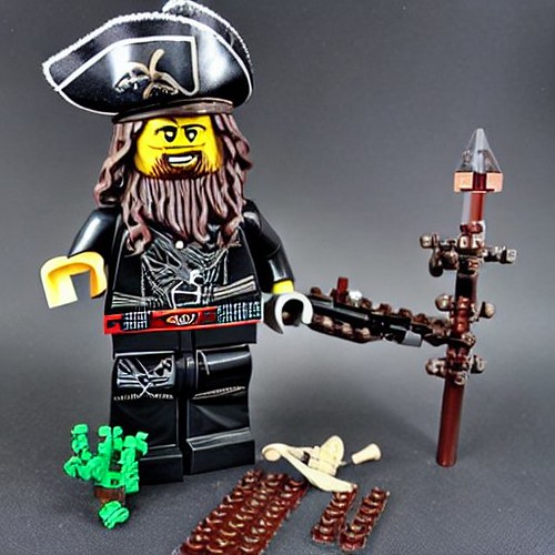 AI Art generated by Stable Diffusion prompt "lego pirate dystopian dark acrylic blackbeard moc fort"