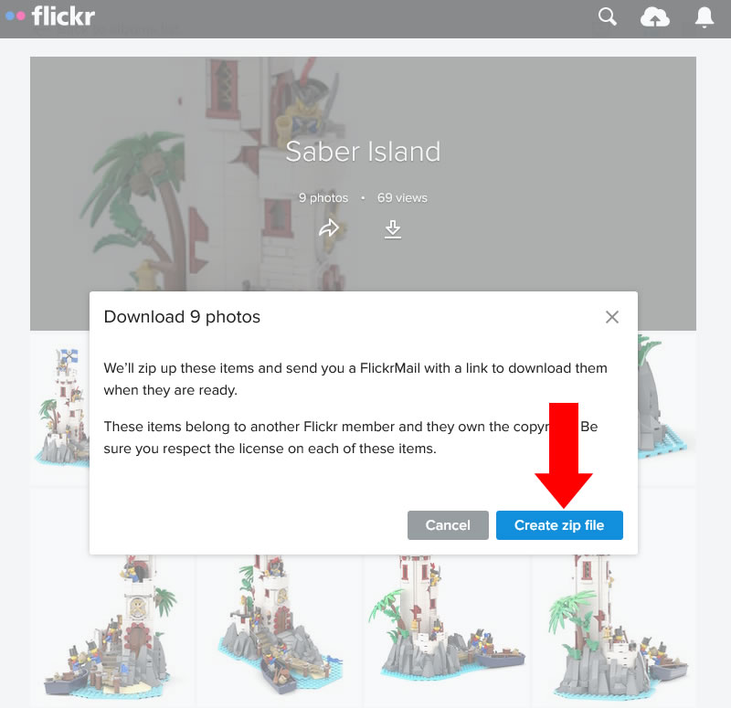 Flickr Album Download Confirmation