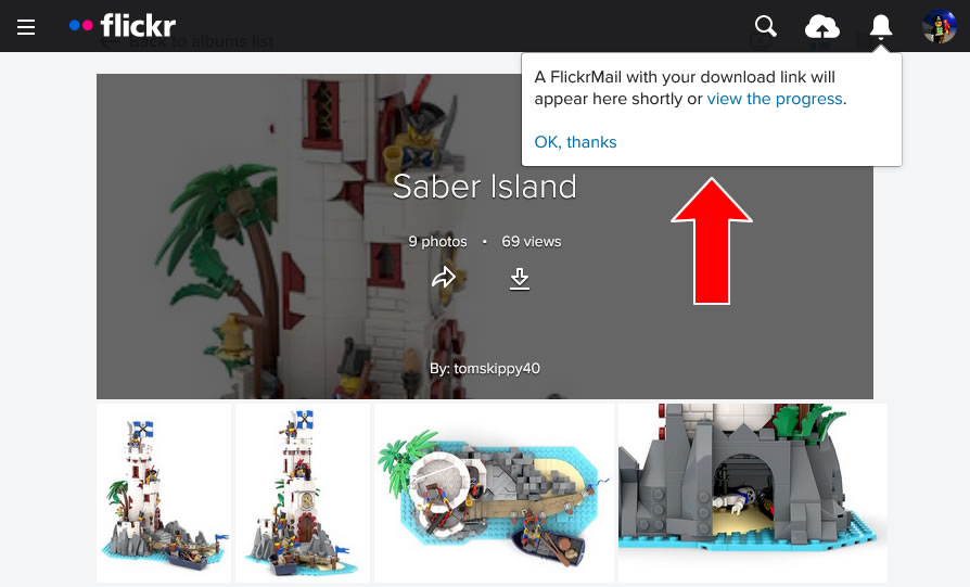 Flickr Album Download Notification