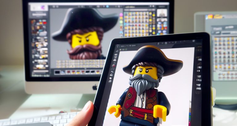 A 3D LEGO Minifigure being designed
