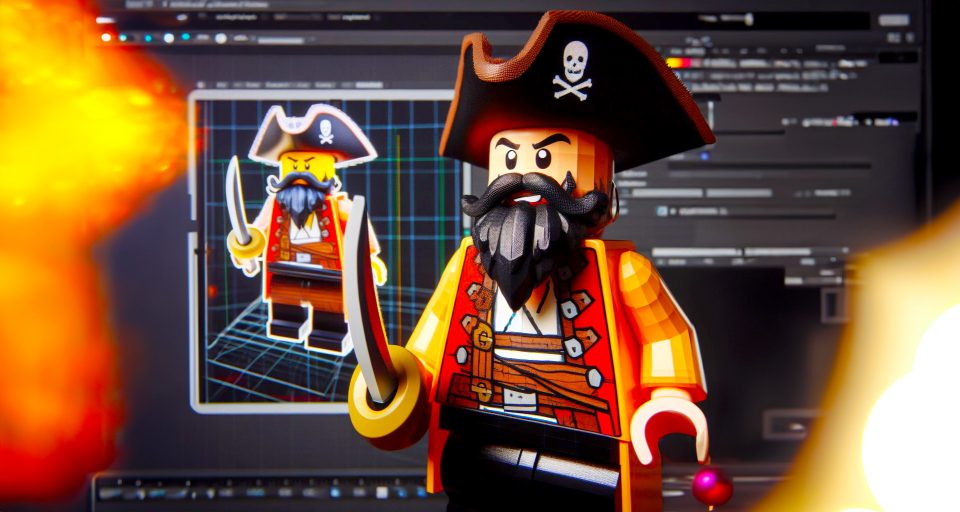 LEGO Pirate Minifigure being designed in 3D software