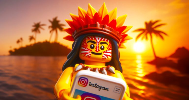 Islander using Instagram on smartphone