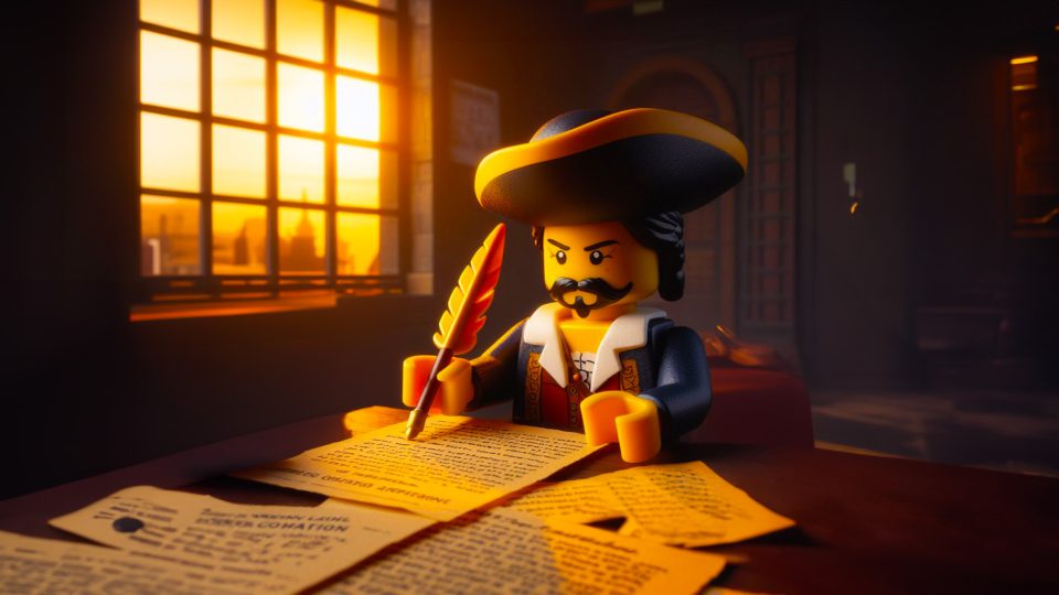 LEGO Spanish governor writing