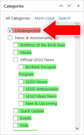 WordPress - Post - Categories - Uncategorized
