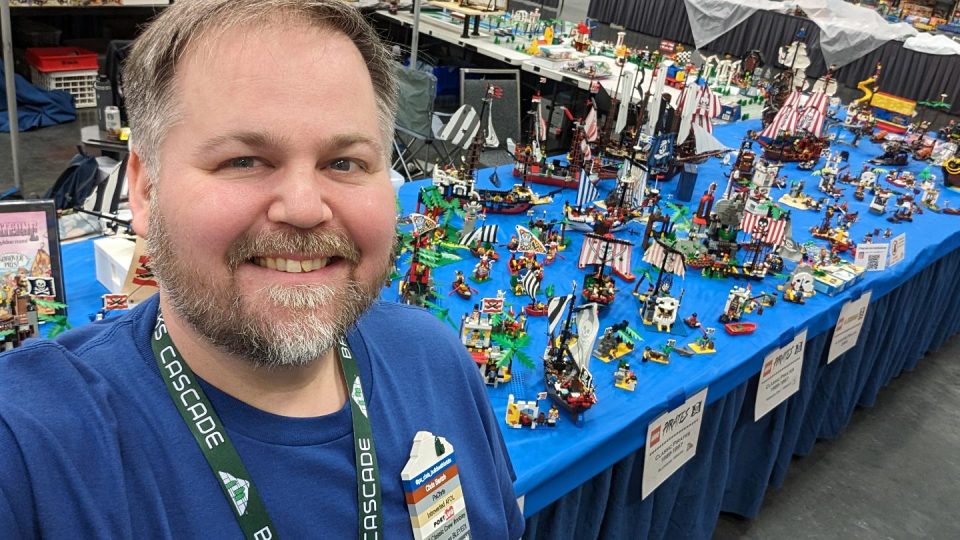 pxChris in front of LEGO Pirate Display at Bricks Cascade, 2024
