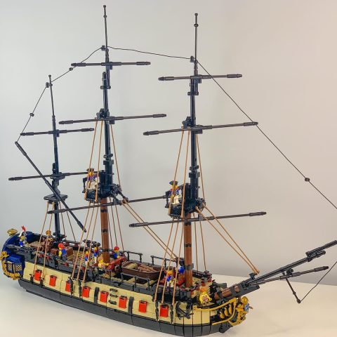 Physical build of "Imperial Frigate Concordia" from stern looking towards the starboard broadside