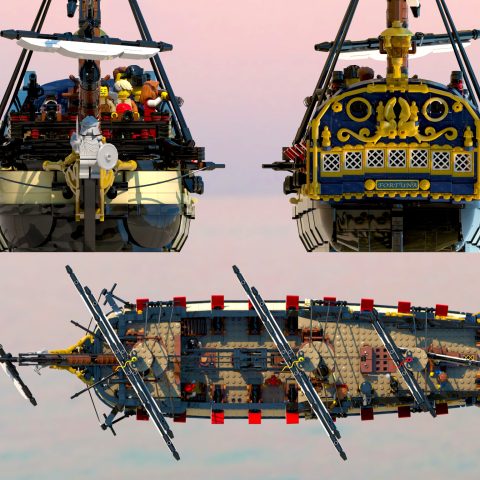 Bow, stern and deck for the “Privateer Frigate Fortuna” by Brick Perfection