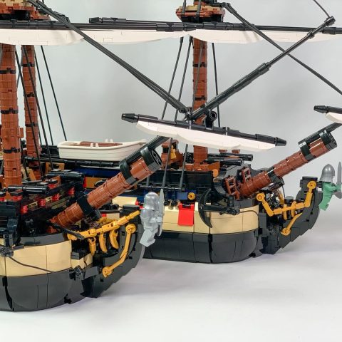 Comparison of bows of Series 5 and 6 versions of "Privateer Frigate Fortuna"