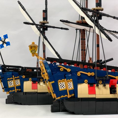 Comparison of sterns of Series 5 and 6 versions of "Privateer Frigate Fortuna"