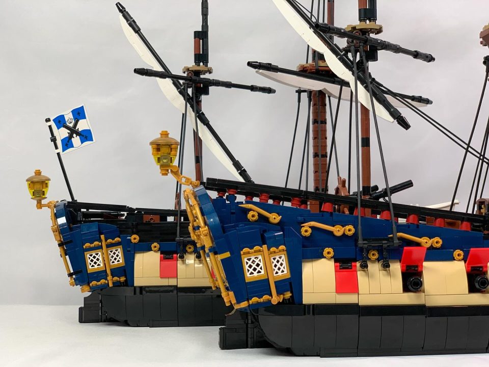Comparison of sterns of Series 5 and 6 versions of "Privateer Frigate Fortuna"