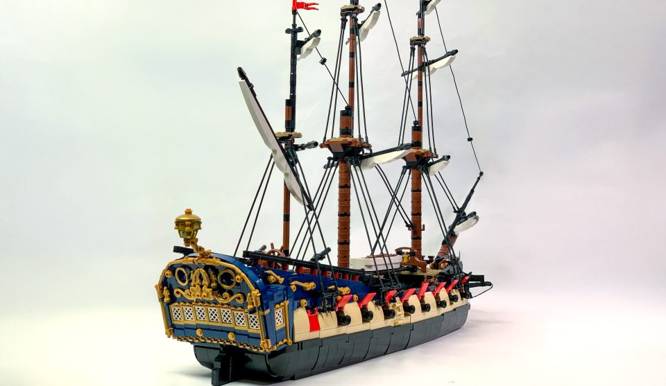 Stern of physical build of "Privateer Frigate Fortuna" by BrickPerfection