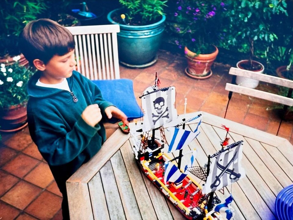 BrickPefection (Moritz Krusche) with first three-masted ship, circa 1996, age 6