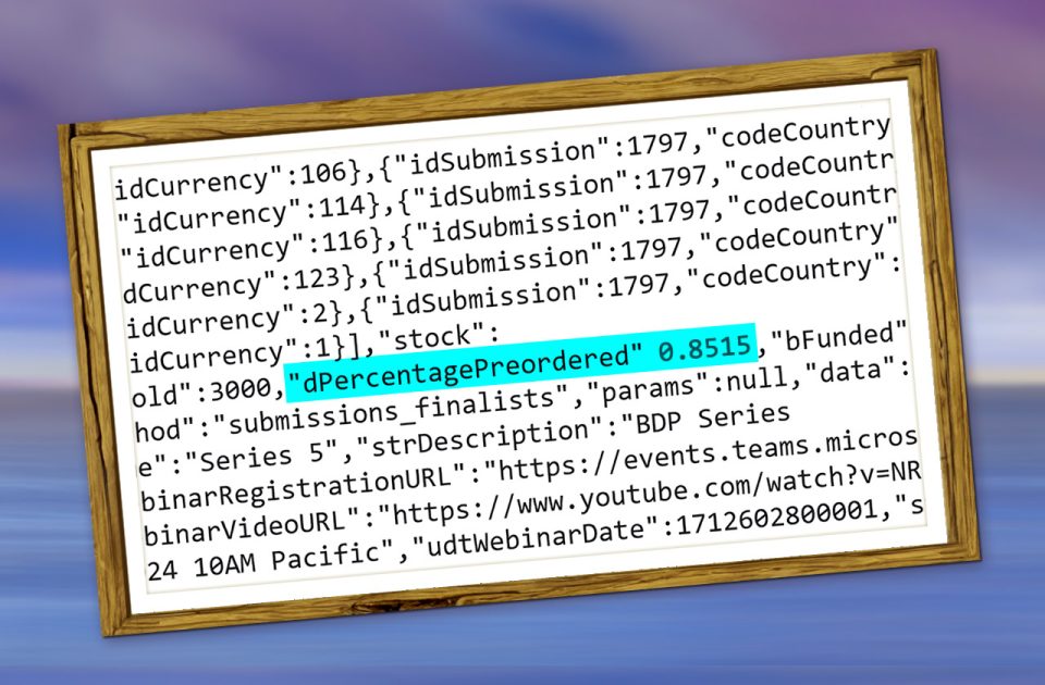 Screenshot of webpage code: Decreased percent of Thieves of Tortuga Ordered