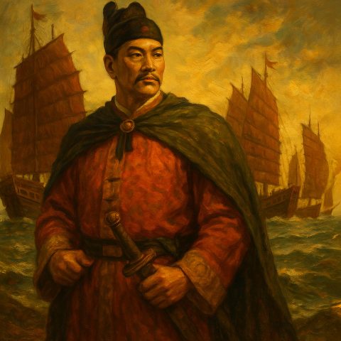 Admiral Zheng He and his fleet of Junks