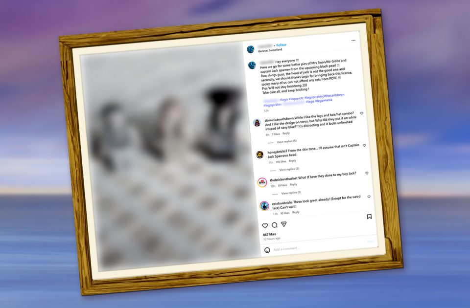 Instagram post screenshot of 10365 Icons Black Pearl Minifigure Leak