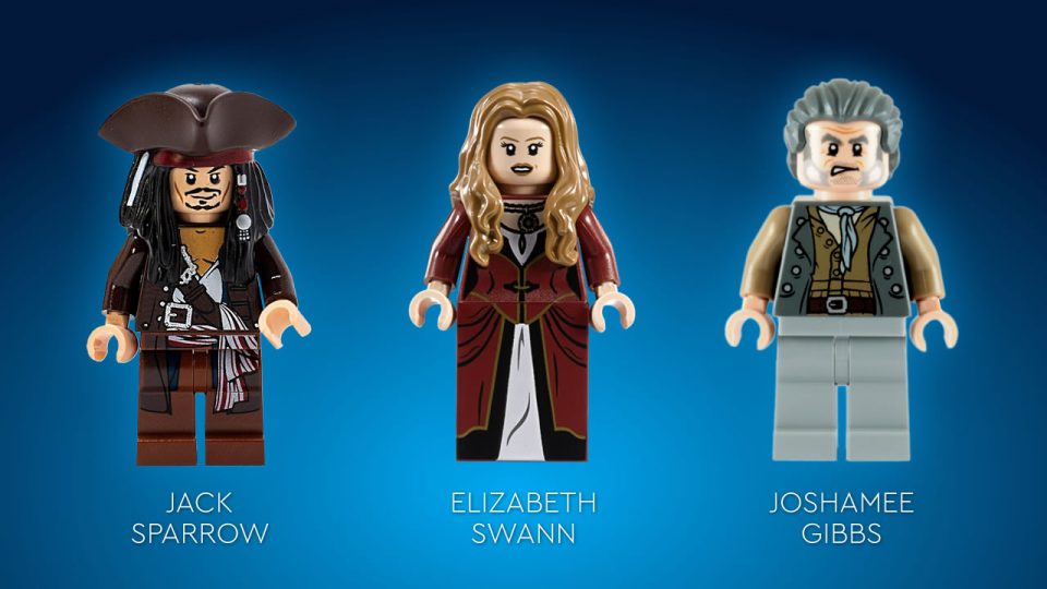Previous Jack Sparrow, Elizabeth Swann and Joshamee Gibbs minifigures