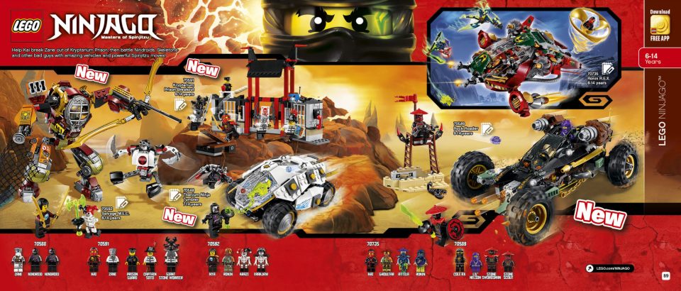 LEGO Ninjago pages 88 and 89 from the 2016 Catalogue