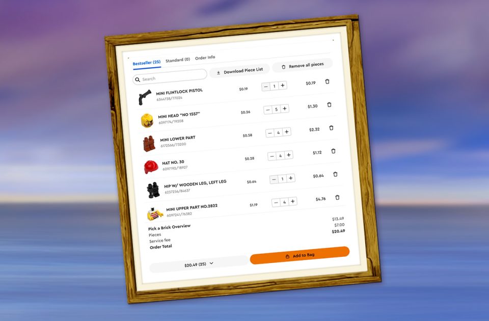 Selected Parts in the Pirates Bundle on LEGO Pick And Build