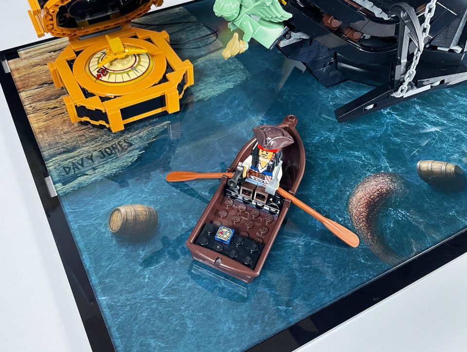 Jack Sparrow rowing a boat in the Brixbox Display Case