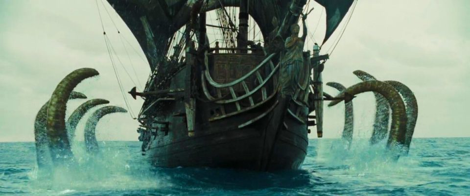 The kraken attacking the Black Pearl